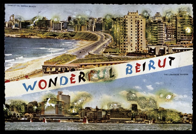 Joana Hadjithomas and  Khalil Joreige, "Postcards of War" from "Wonder Beirut" series (1997) (all images courtesy Mori Art Museum)              