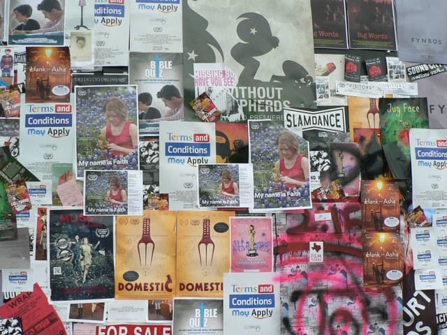 A Park City tradition: posters along every open inch of Main Street