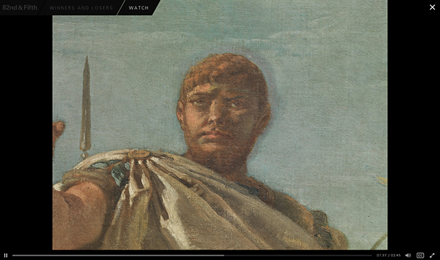 Detail of Tiepolo's "Triump of Marius" (Screenshot by Hyperallergic)