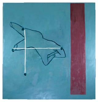 Julian Schnabel, "Against Modernism (What to Do with a Corner in Madrid)" (1979), oil and wax on canvas, 96 x 96 in. (image via julianschnabel.com)
