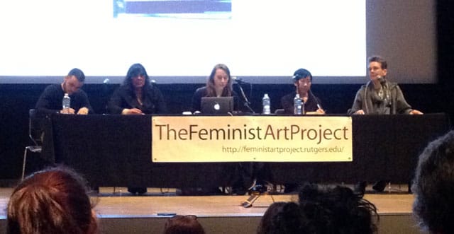 (left to right) Thomas Lax, kim Anno, Apsara DiQuinzio, Jeannine Tang, and Tira True Latimer at the Brooklyn Museum, Feb. 16, 2013 (photo by the author for Hyperallergic)