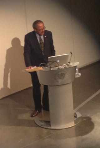 Jack Whitten lecturing at SCAD (All photos by author)