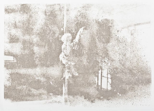 Zefrey Throwell, "Douglas Throwell" (2013), human ash and acrylic on canvas, 48 x 36 x 1 7/8 inches