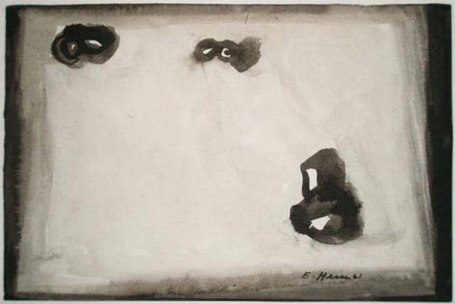 Eva Hesse, Three Bears Rolling Down a Snowy Hill, 1961, Watercolor on paper, 6 × 9 in., Courtesy Armand Bartos Fine Art, New York, Pier 92, Booth 138.