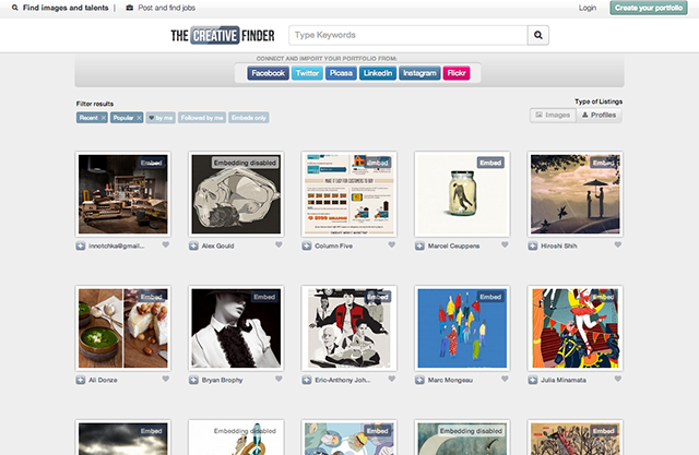A portfolio on Creative Finder / imgembed