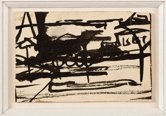 Franz Kline, "Untitled--Locomotive," (ca. 1945-47), ink, double sided, on 2-ply illustration board, 3 1/4" x 4 15/16 " © 2013 The Franz Kline Estate/Artists Rights Society (ARS), New York