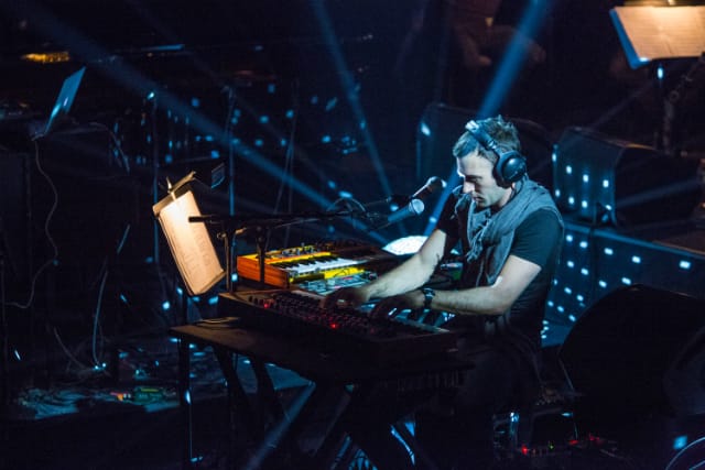 Sufjan Stevens in "Planetarium" at BAM (Photograph by Ed Lefkowicz, courtesy Brooklyn Academy of Music)