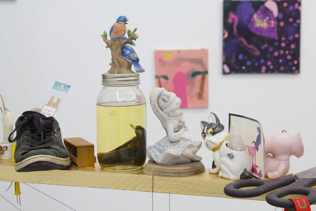 April Childers, Detail of "A Place to put Things (Whose Fault is it for Livin Anyways?!)" (2013), various materials, 125x64x132"