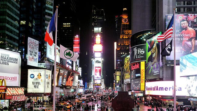 Times Square, the epitome of overwhelming advertising images (image via Flickr/wonggawei)