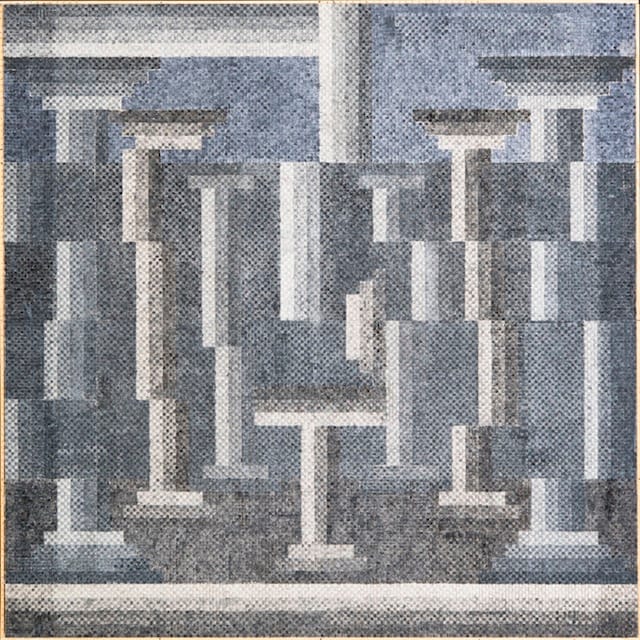 Joe Zucker, “Qing Dynasty” (2012), 48” by 48,” watercolor/gypsum, plywood