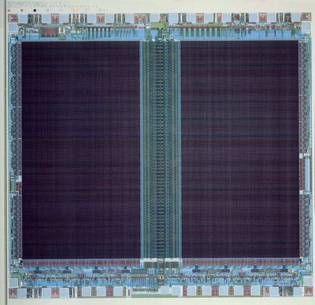 Intel Corporation, Diagram of Erasable Programmable Read-Only Memory Chip (EPROM)  (1986), computer-generated plot on paper, .1: 42 1/4 x 42 3/8" framed