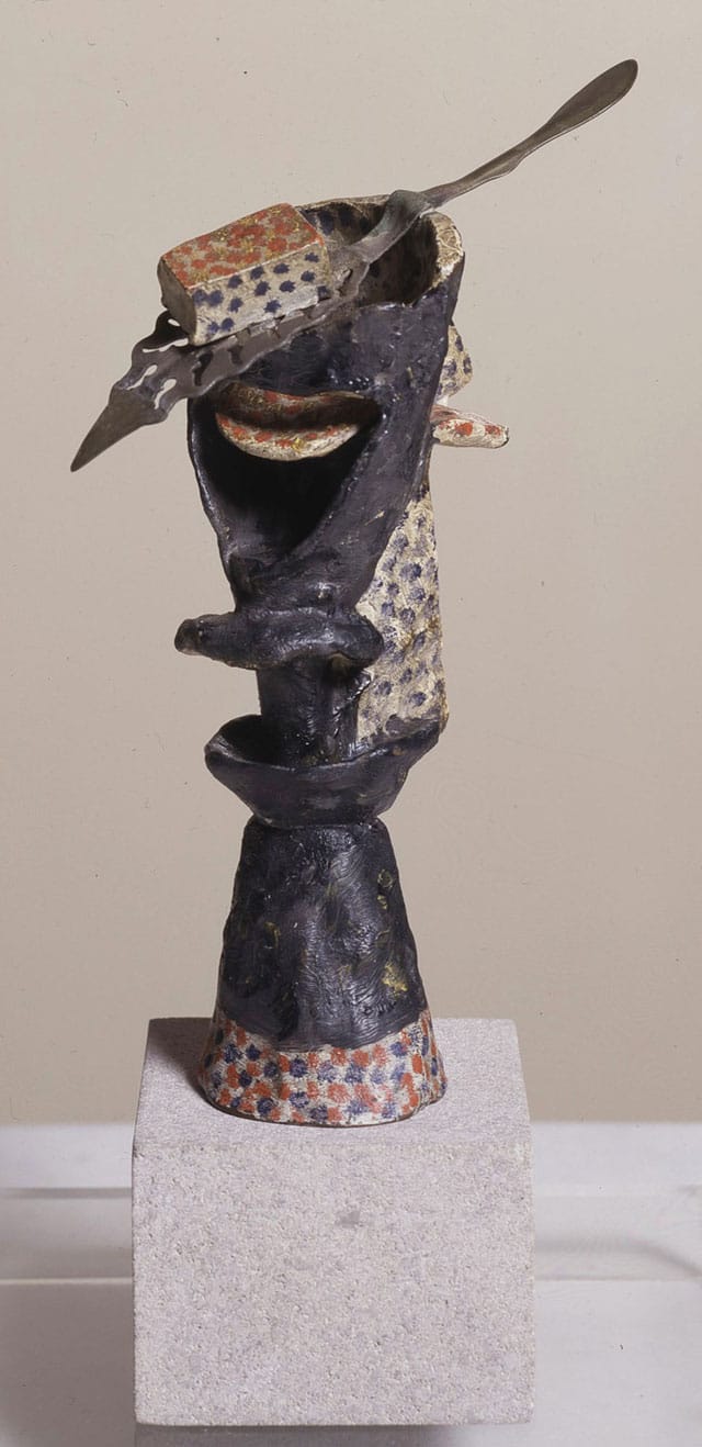 Pablo Picasso, "Le verre d’absinthe (The Absinthe Glass)" (Spring 1914), painted bronze and perforated tin absinthe spoon, 9 ½ in. high (24.9 cm high), Leonard A. Lauder Cubist Collection; 2013 Estate of Pablo Picasso/Artists Rights Society (ARS), New York