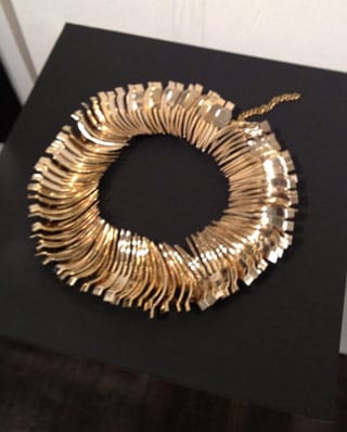 Yuki Sis had a great booth with jewelry by Hiroko Tsuchida. Here: Chain of Greed (2010), stainless fork, brass, silver, 8.6 x 7.1 x 2.7 in