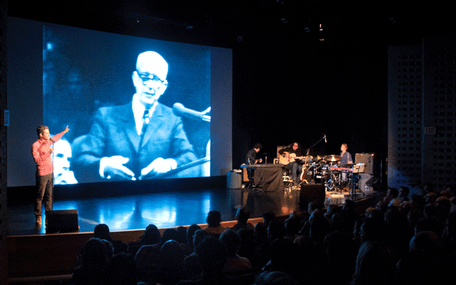 Performance of The Love Song of R. Buckminster Fuller at San Francisco MOMA, May 1, 2012. Photo: Charlie Villyard.