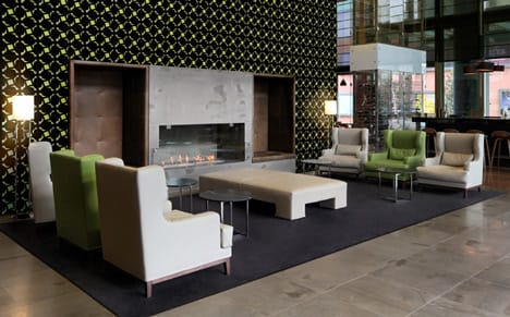 A wall of color-changing tile by Ron Arad in Milan