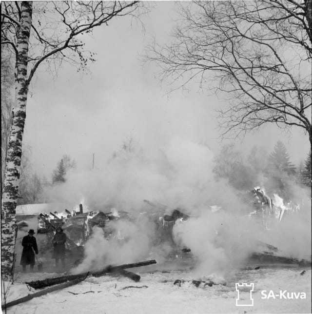 A building in ruins.