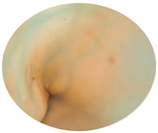 Gwen Hardie, "Body 04.29.09" (2009), oil on oval canvas, 36 x 30 in