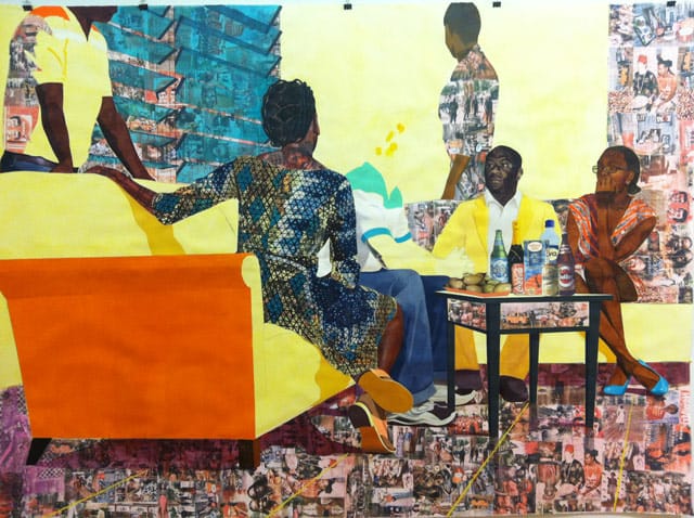 A work by Njideka Akunyili at ISCP open studios