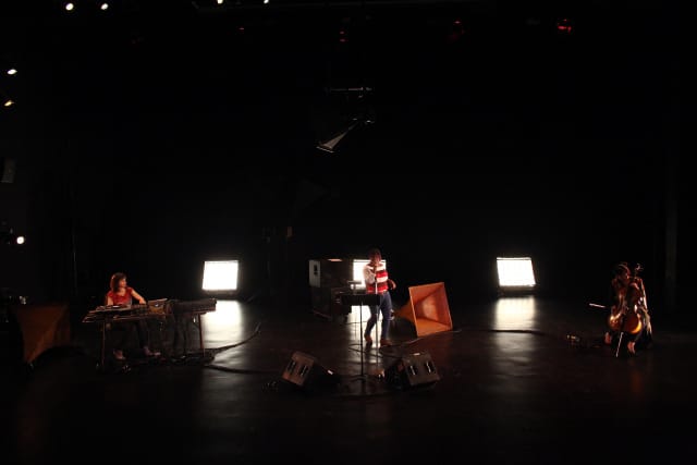 Marina Rosenfeld, Warrior Queen, and TK in "P.A./Hard Love" (photograph by Paula Court)