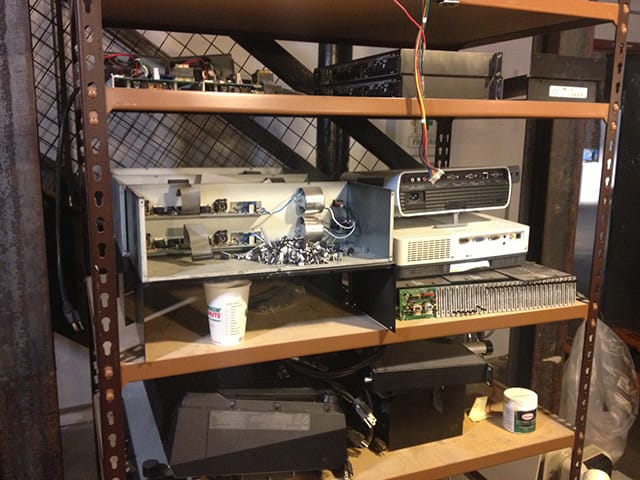 Stacks of archives and equipment 