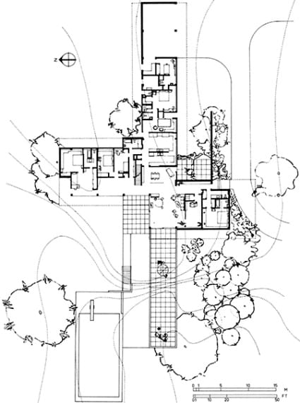 Plan for the Kaufmann House (via Archigraphie)