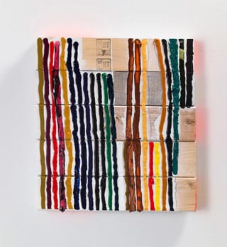 Cordy Ryman, “7 at Hand” (2013). Acrylic, enamel, and shallac on wood, 17 x 16 x 1.5 inches.