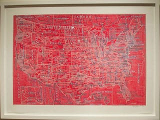 Paula Scher, "The United States (Red)" (2007), hand-pulled silkscreen on Coventry Rag, 40 x 60 in (click to enlarge)