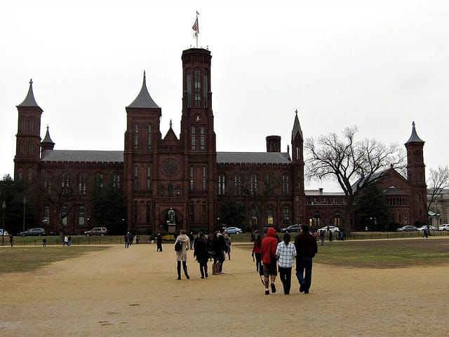 The Smithsonian Castle on the National Mall  (all photographs by the author for Hyperallergic)