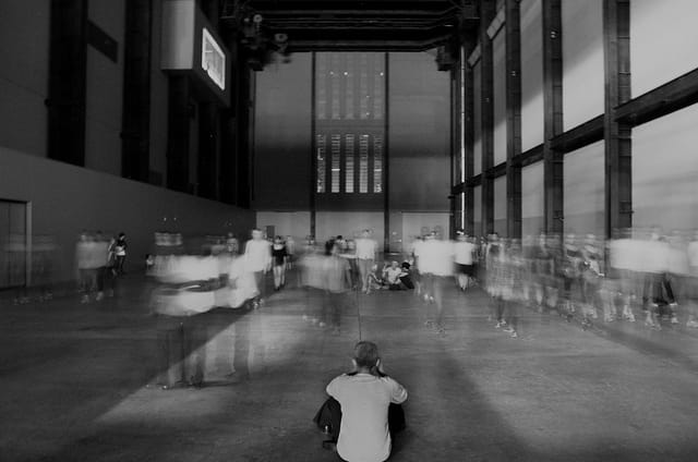 Tino Sehgal's "These Variations" in the Tate Modern Turbine Hall (photograph by Dom Crossley/Flickr user)