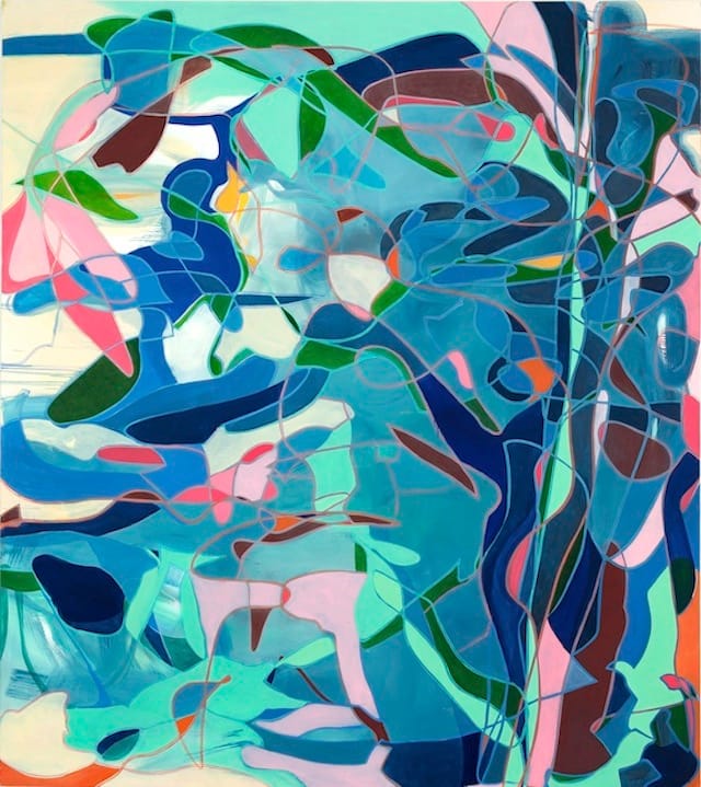 Jennifer Riley, "Wolfcreek Howl" (2013). Oil on canvas, 88 x 78 inches.