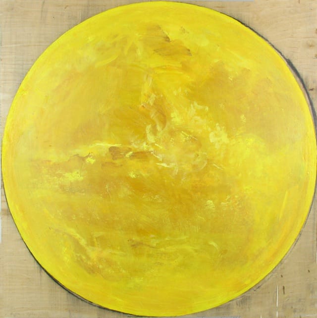 Ben La Rocco, "Yellow Earth" (2013). Oil and charcoal on wood, 24 3/4 x 24 3/4 inches.
