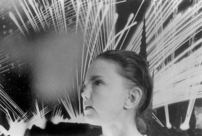 Peggy and Fred in Hell (still of Peggy with flares) courtesy of Leslie Thornton