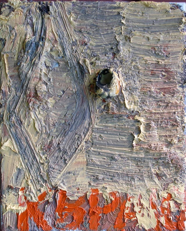 Peter Acheson, "KB" (2010). Oil with conch on canvas, 10 x 8 inches.