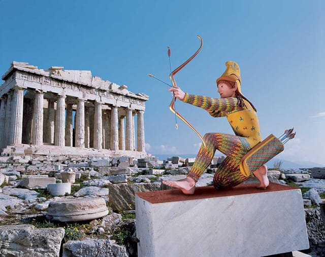 The common perception is that ancient Greek sculpture was white, but in reality it was painted in vivid (some might even say tacky) colors. Read and learn. (via hyperallergic.tumblr.com)