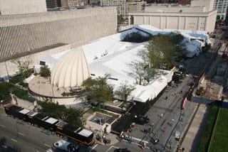 An aerial photo shows the entire park taken over by private events like Fashion Week. (click to enlarge)