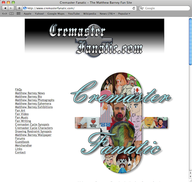 Eric Doeringer, "www.CremasterFanatic.com" (2004–13), website (courtesy the artist)