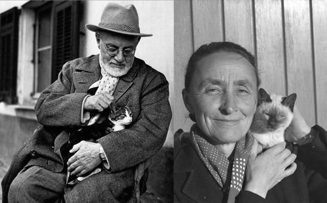 Famous artists (including Henri Matisse, left, and Georgia O'Keeffe, right) and their cats. (via Laughing Squid)