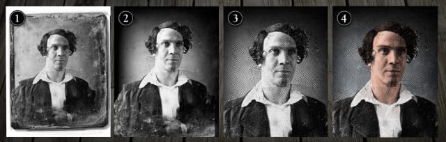 Process of creating the Gabriel card, from an library from the Library of Congress