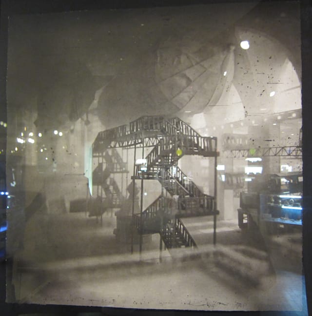 Lothar Osterberg, "Zeppelins Docking in Grand Central" (2013), photogravure and chine collé