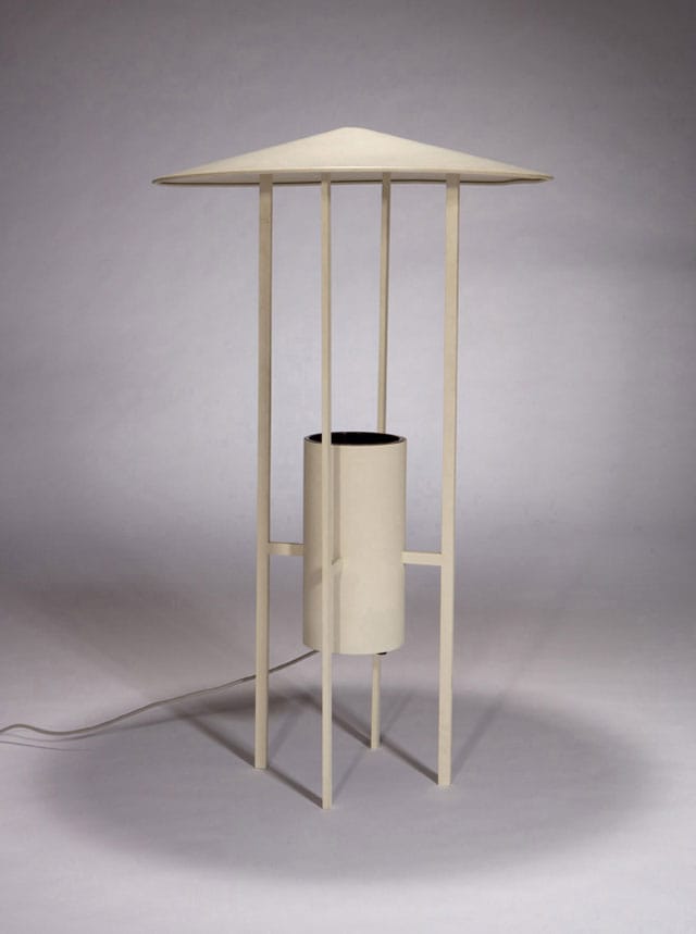 Lot 299 Philip C.Johnson Floorlamp Designed1952,this	example	produced	later Painted	steel,	aluminum Edison	Price,	Inc. 38.875"	x	26"	diameter	at	shade Designed	with	Richard	Kelly Provenance: Collection	Edison	Price,	Inc,	New	York; Rago	Arts	Auction,	February	2011,	New	Jersey; Modern	One,	California Exhibited: "The	structure	of	Light:	Richard	Kelly	and	the	Illumination	of	Modern	Architecture",	Yale	University,	 New	Haven,	August	23-October	2,	2010 Literature: Eidelberg,	Martin. Design 1935-1965: What Modern Was.	New	York:	Abrams,	1991.	p	204. Estimate: $12,000	- $18,000