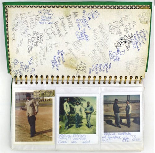 A page from the infamous prison album (via prisonphotography.org)