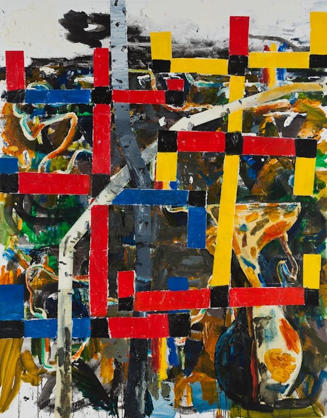 John Walker, "Red Yellow and Blue, Coastal Cross North Branch" (2011), Oil on Canvas, 84" x 66"