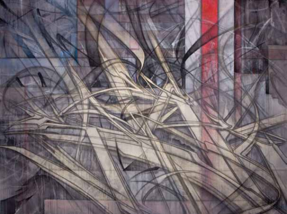 Saber, "Beautiful Outbreak" (nd), mixed media on canvas