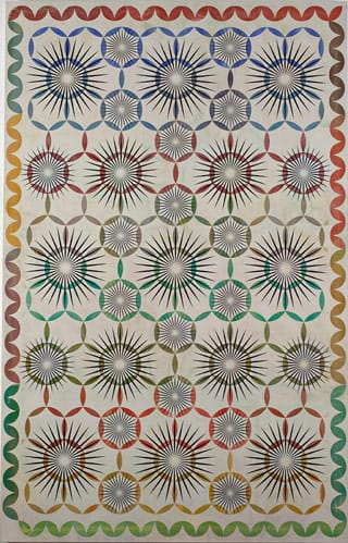 Philip Taaffe, "Illuminated Constellation" (2011), mixed media on canvas, 98 x 62 1/2 inches (249 x 158.8 cm) (click to enlarge)