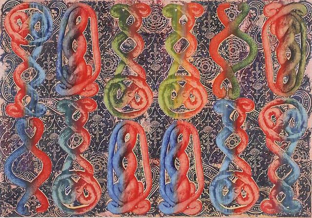 Philip Taaffe, "Sardica II" (2013), mixed media on canvas, 55 1/2 x 80 inches  (140.97 X 203.2 cm)