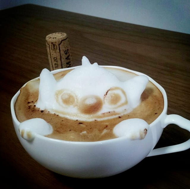 Creature emerging from a coffee lagoon