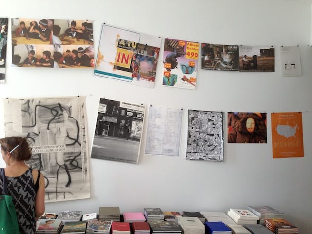 A selection of books and posters are on sale at Luhring Augusting Bushwick. (all photographs by the author for Hyperallergic)