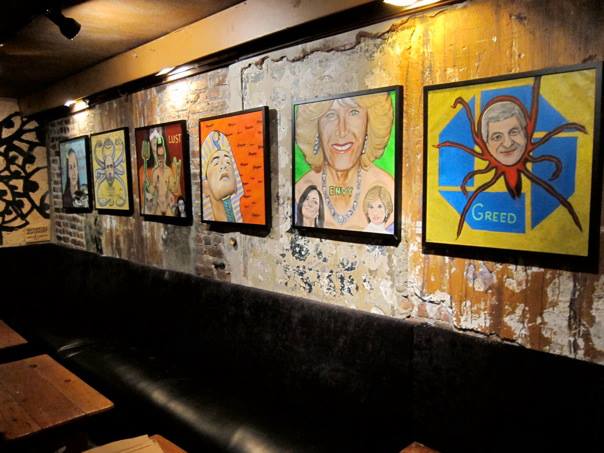 An image of …… art works when they were on display at Arlene's Grocery. (image courtesy the artist)