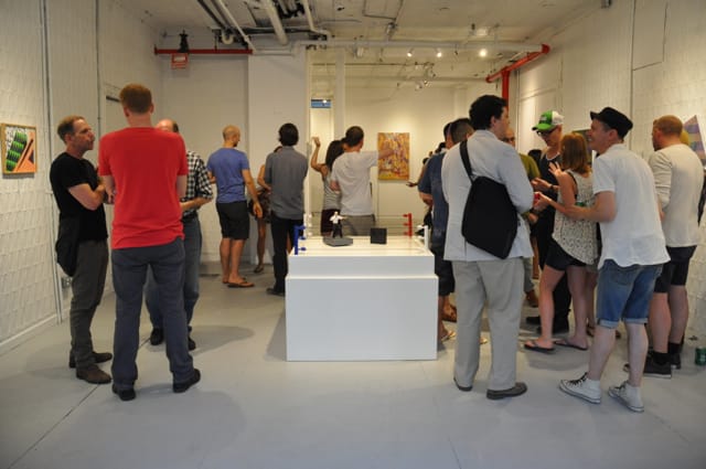 A view inside Lorimoto, with Nao Matsumoto's "Remote Controlled Referee" (2008) at center.