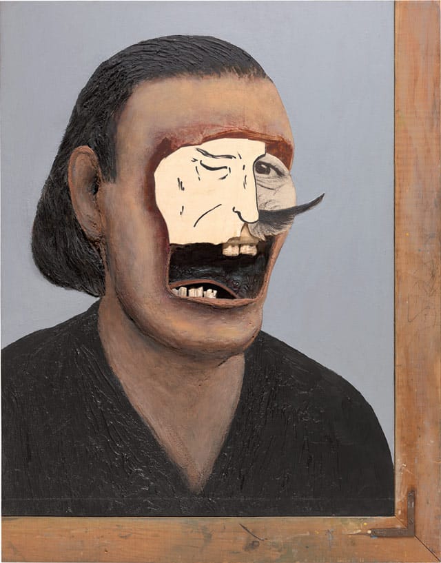 Llyn Foulkes, "Dali and Me" (2006), mixed mediums, 33 x 26 in (courtesy the Hammer Museum, Los Angeles, photo by Randel Urbauer)